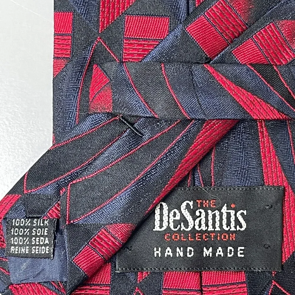 DeSantis The Collection 100% Silk Blue Red Mens Tie 56x4